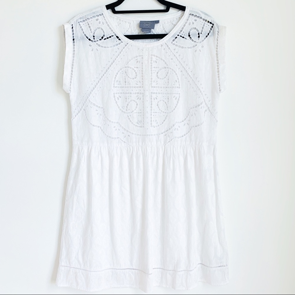 Anthropologie White dress or cover up eyelet lace - Picture 2 of 3